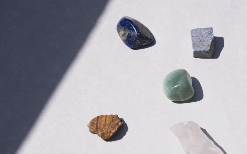 flat lay photography of beautiful gem stones